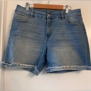 d. jeans Light Blue Frayed Hem Denim Shorts
